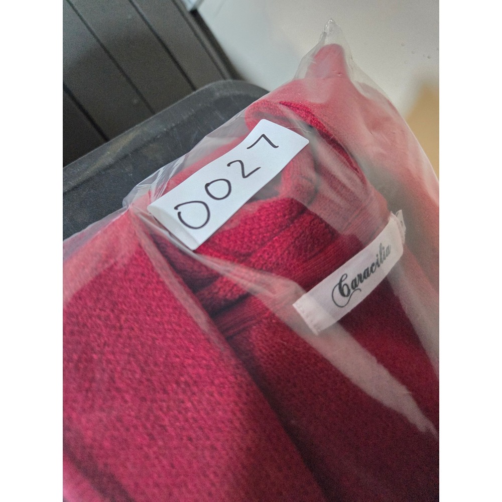 Minimalist Cardigan Womens Red Longline Open Front Sweater Shawl Collar Small - Picture 9 of 9